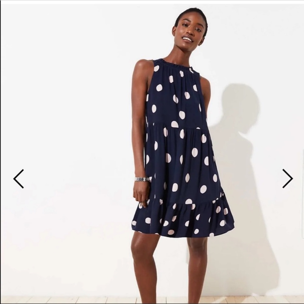 Tiered Pink Polka Dot Loft Dress